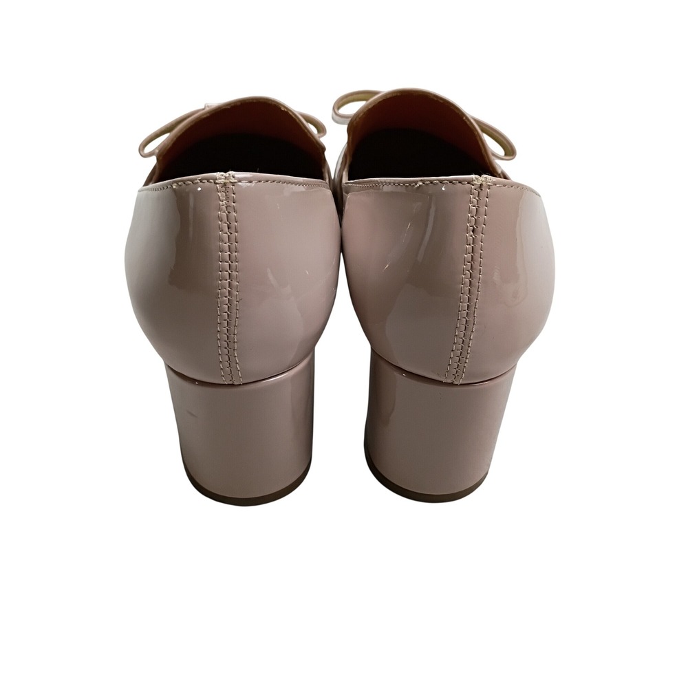 Patent Pointed-Toe Bow Loafers in Taupe - Women Shoes Heels - Picture 4 of 9